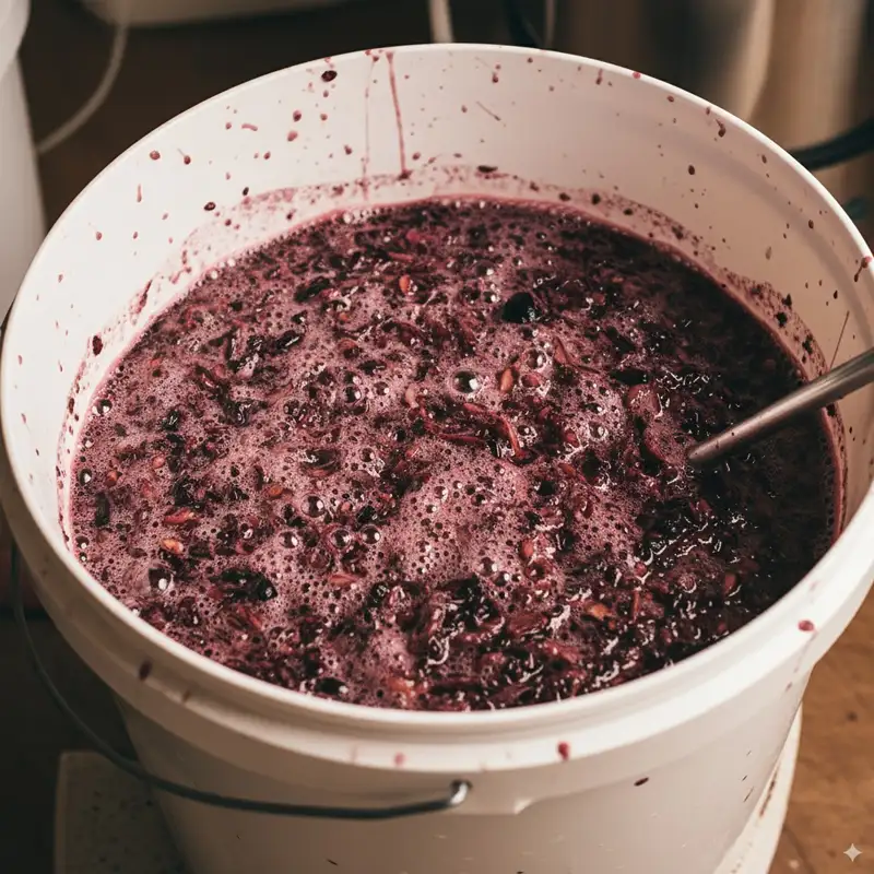 Persproces van blauwe druiven voor rosé productie