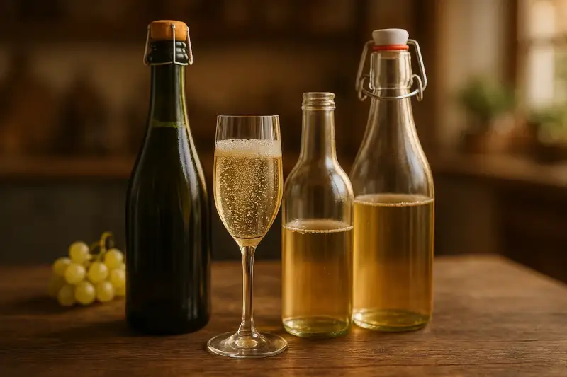 zelfgemaakte alcoholvrije mousserende wijn